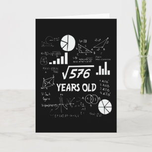 24th Birthday Square Root Math 24 Years Old Bday Card