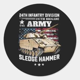 24th Infantry Division 197th Brigade Army Veteran Classic Round Sticker