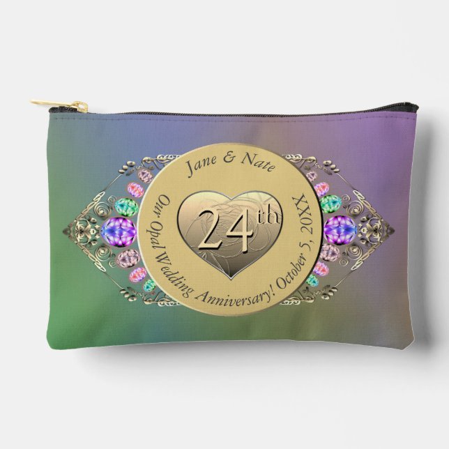 24th Opal Wedding Anniversary Accessory Pouch (Front)