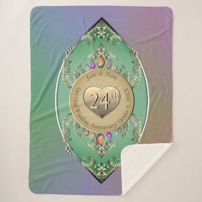 24th Opal Wedding Anniversary   Sherpa Blanket (Front)