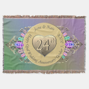 24th Opal Wedding Anniversary  Throw Blanket