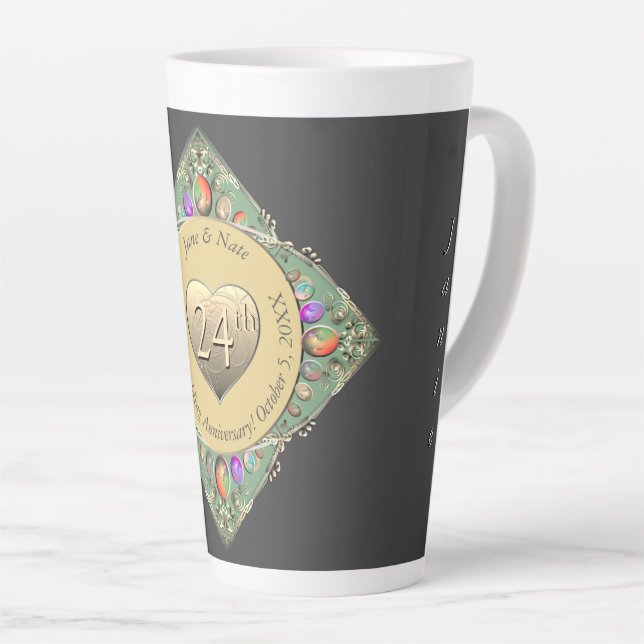 24th Opal Wedding AnniversaryTowel Latte Mug (Right Angle)