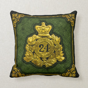 24th Regiment of Foot Shako Plate Throw Pillow