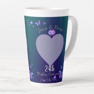 24th Wedding Anniversary Blue Latte Mug