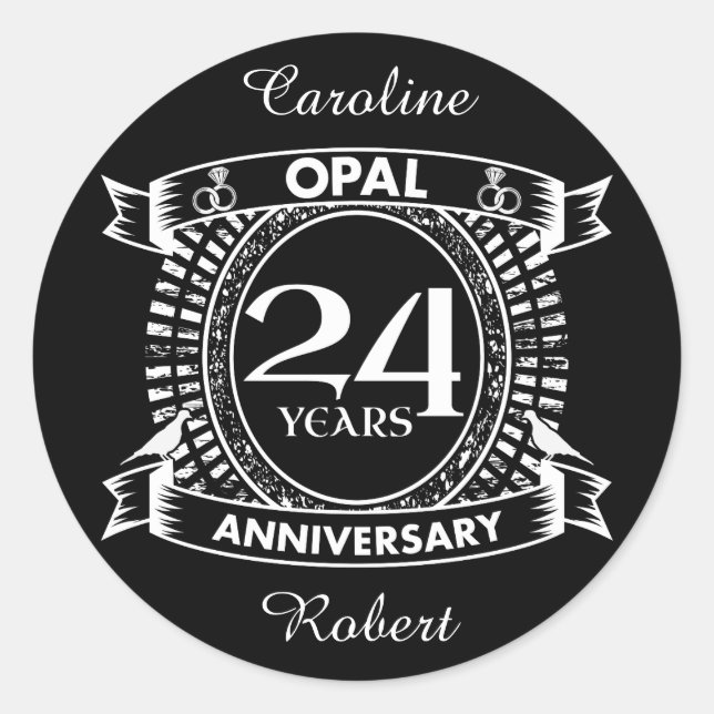 24TH wedding anniversary opal Classic Round Sticker (Front)