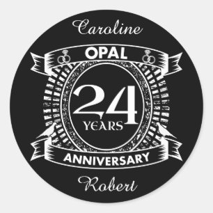 24TH wedding anniversary opal Classic Round Sticker