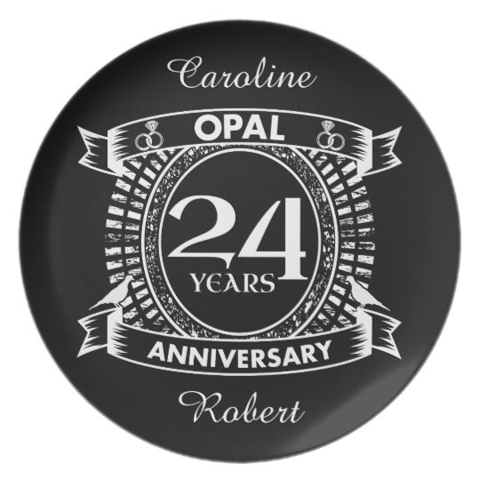 24TH wedding anniversary opal Plate | Zazzle.co.uk