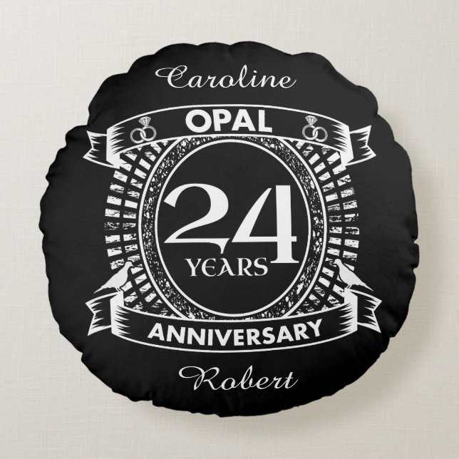 24TH wedding anniversary opal Round Cushion (Front)