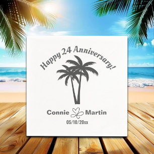 24th Wedding Anniversary Palm Trees Napkin