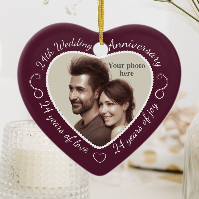 24th Wedding Anniversary Photo Ceramic Tree Decoration (Creator Uploaded)