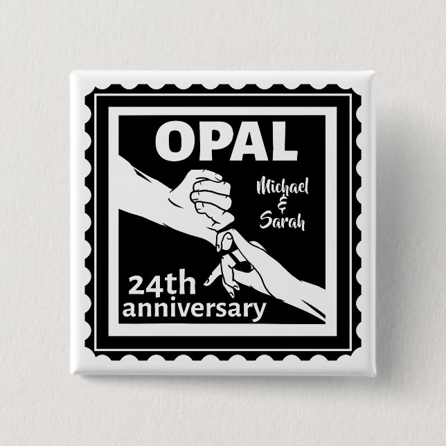 24th wedding anniversary traditional opal 15 cm square badge (Front)