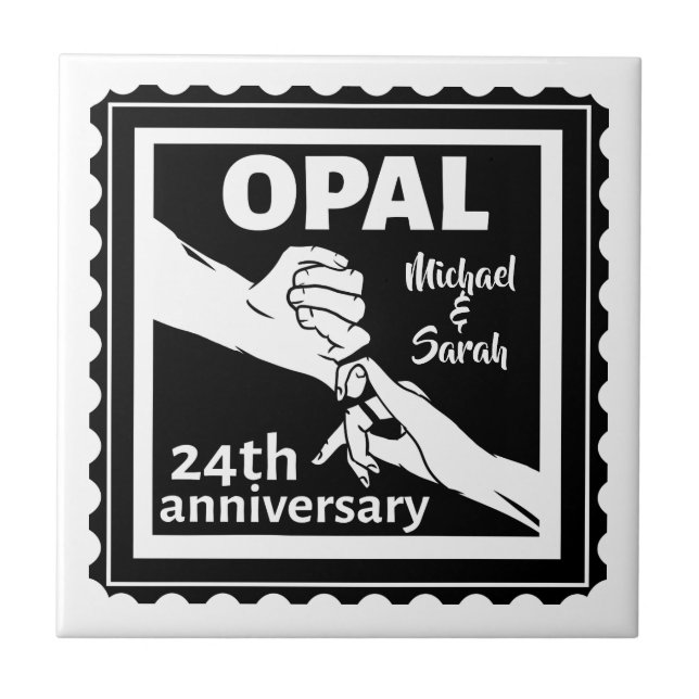 24th wedding anniversary traditional opal tile (Front)