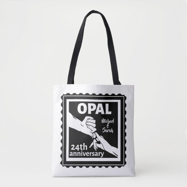 24th wedding anniversary traditional opal tote bag (Front)