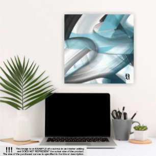 24x24" Trend Abstract Art Canvas Black White Blue Print