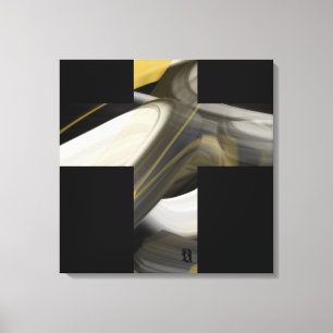 24x24" Trend Abstract Art Canvas Black White Gold Print