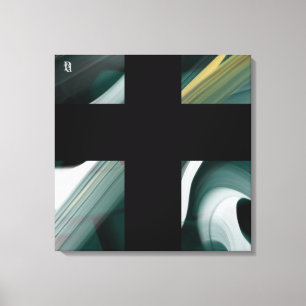 24x24" Trend Abstract Art Canvas Black White Green Print