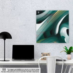 24x24" Trend Abstract Art Canvas Black White Green Print