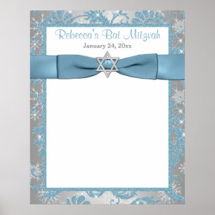 24x30 Bat Mitzvah Sign-In Poster Winter Wonderland