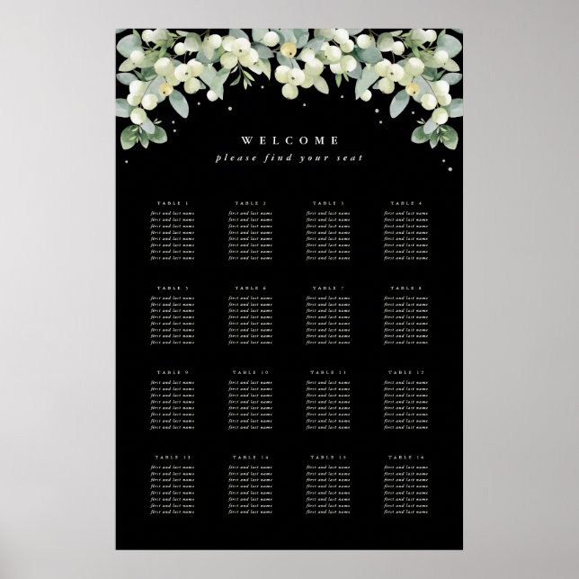 24x36" 16 Tables of 8 Seating Chart Poster (Front)