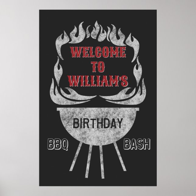 24x36 BBQ Birthday Party Welcome Sign & Poster (Front)