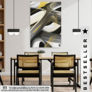 24x36'' Trend Abstract Art Canvas Black White Gold Print