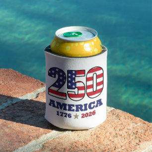 250 America Patriotic Flag Design   1776 2026  Can Cooler