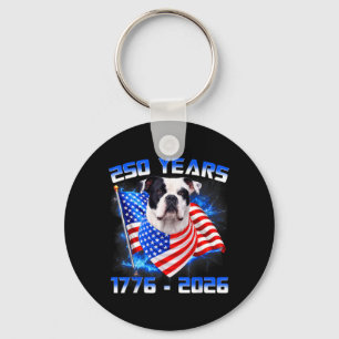250 America Years 1776 2026 American Bulldog Dog Key Ring