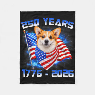250 America Years 1776 2026 Corgi Dog Lovers Ameri Fleece Blanket