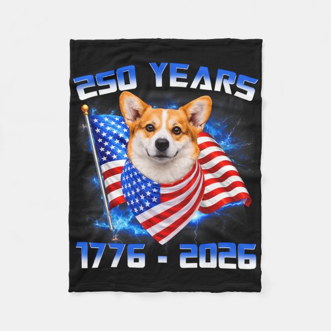 250 America Years 1776 2026 Corgi Dog Lovers Ameri Fleece Blanket (Front)