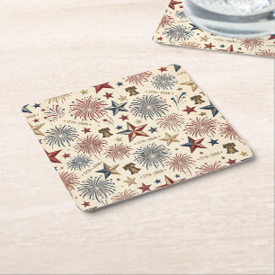 250 Anniversary America Patriotic 4th of July  Square Paper Coaster