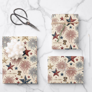 250 Anniversary America Patriotic 4th of July  Wrapping Paper Sheet
