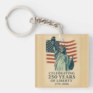 250 Anniversary Statue of Liberty Over Flag Key Ring