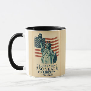 250 Anniversary Statue of Liberty Over Flag Mug