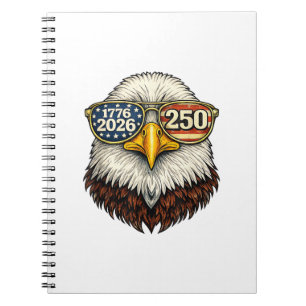 250 Anniversary USA 1776-2026 Patriotic Bald Eagle Notebook