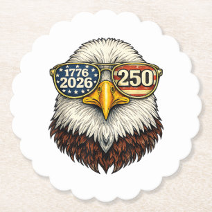 250 Anniversary USA 1776-2026 Patriotic Bald Eagle Paper Coaster