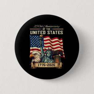 250 Anniversary Usa 250th Us Flag Patriotic 4th Of 6 Cm Round Badge