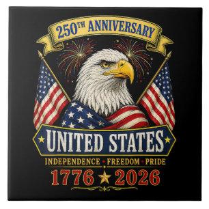 250 Anniversary USA 4th of July Patriotic Tile