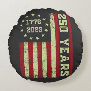 250 Anniversary Usa Flag Round Cushion