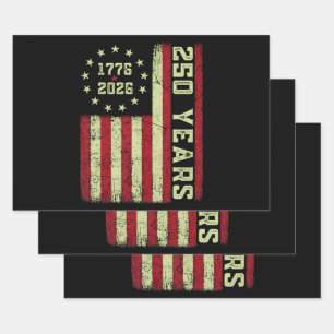 250 Anniversary Usa Flag Wrapping Paper Sheet