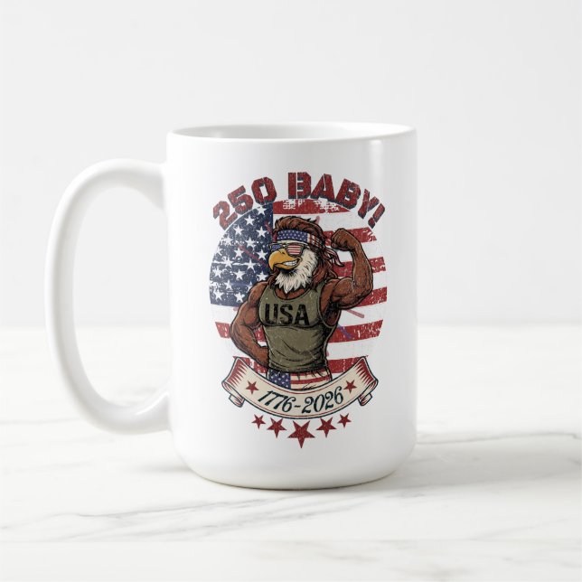 250 Baby! American Patriotic Eagle Flex 1776-2026 Coffee Mug (Left)