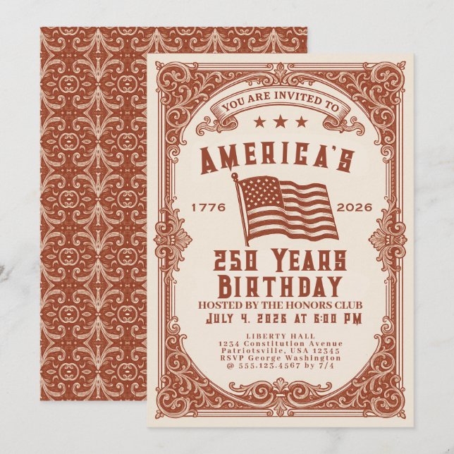 250 Birthday of the USA  Invitation (Front/Back)