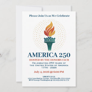 250 Birthday of the USA  Invitation