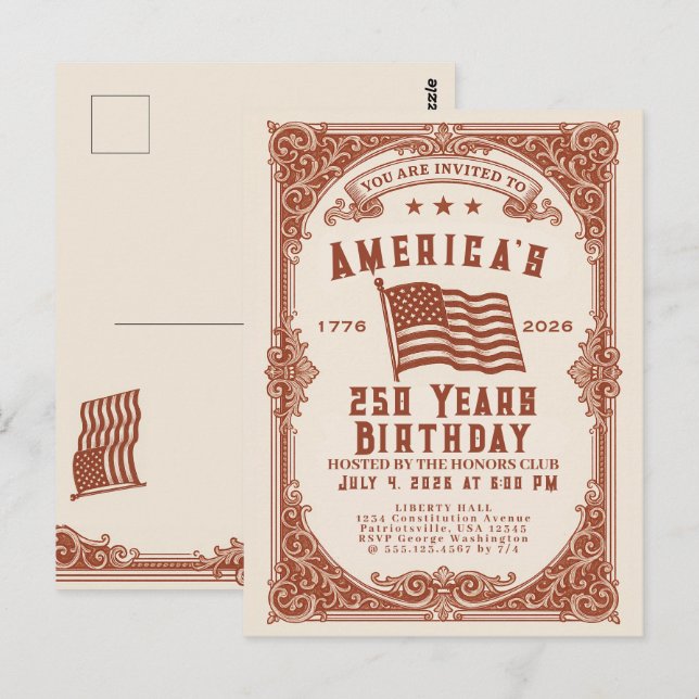 250 Birthday of the USA  Postcard (Front/Back)
