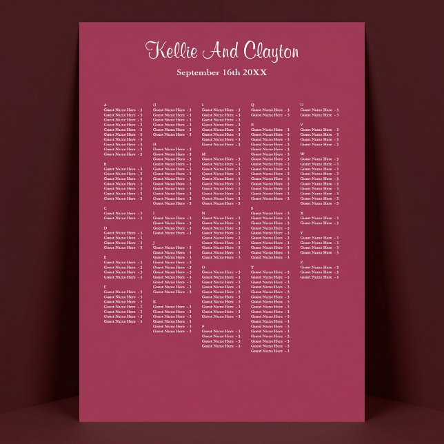 250+ Burgundy Simple Wedding Seating Chart (Creator Uploaded)