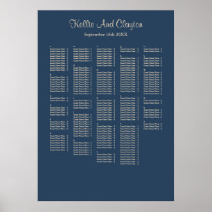 250+ Classic Blue Simple Wedding Seating Chart
