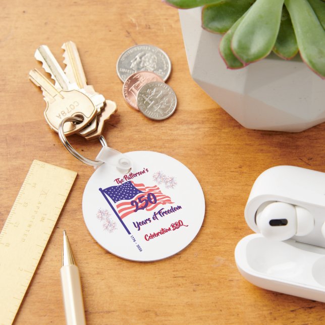 250 Fourth of July Patriotic BBQ  Script Key Ring (Desk)