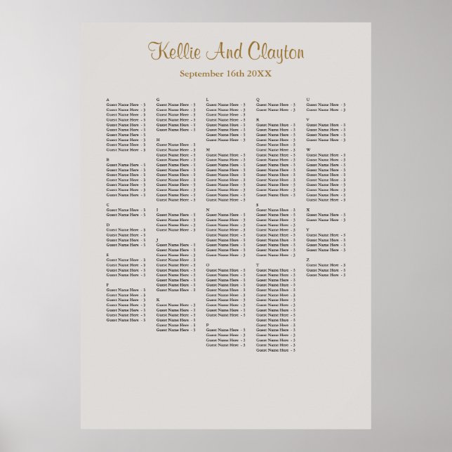 250+ Gray Simple Wedding Seating Chart (Front)