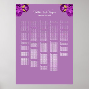 250+ Purple And Gold Floral Wedding Seating Chart