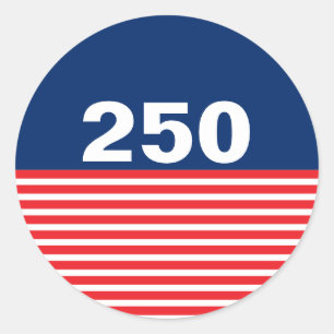 250 Red White and Blue USA Anniversary Classic Round Sticker