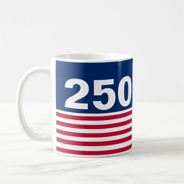 250 Red White and Blue USA Anniversary Coffee Mug (Left)